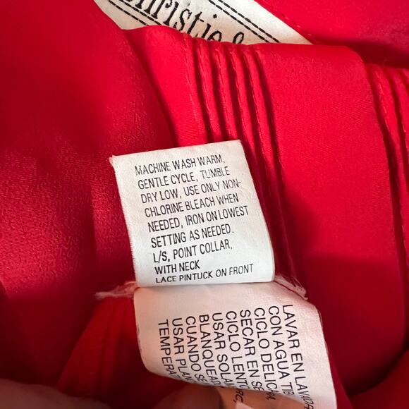 Christie & Jill Vintage Red Button Down Top Size 14 - Picture 10 of 11